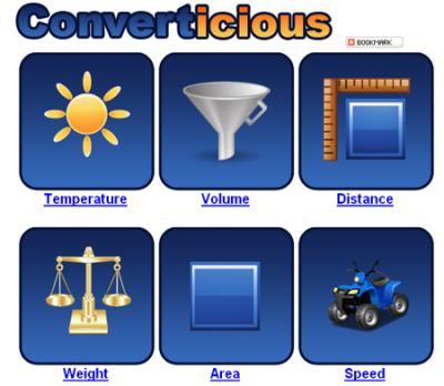 Converticious es un convertidor de unidades online